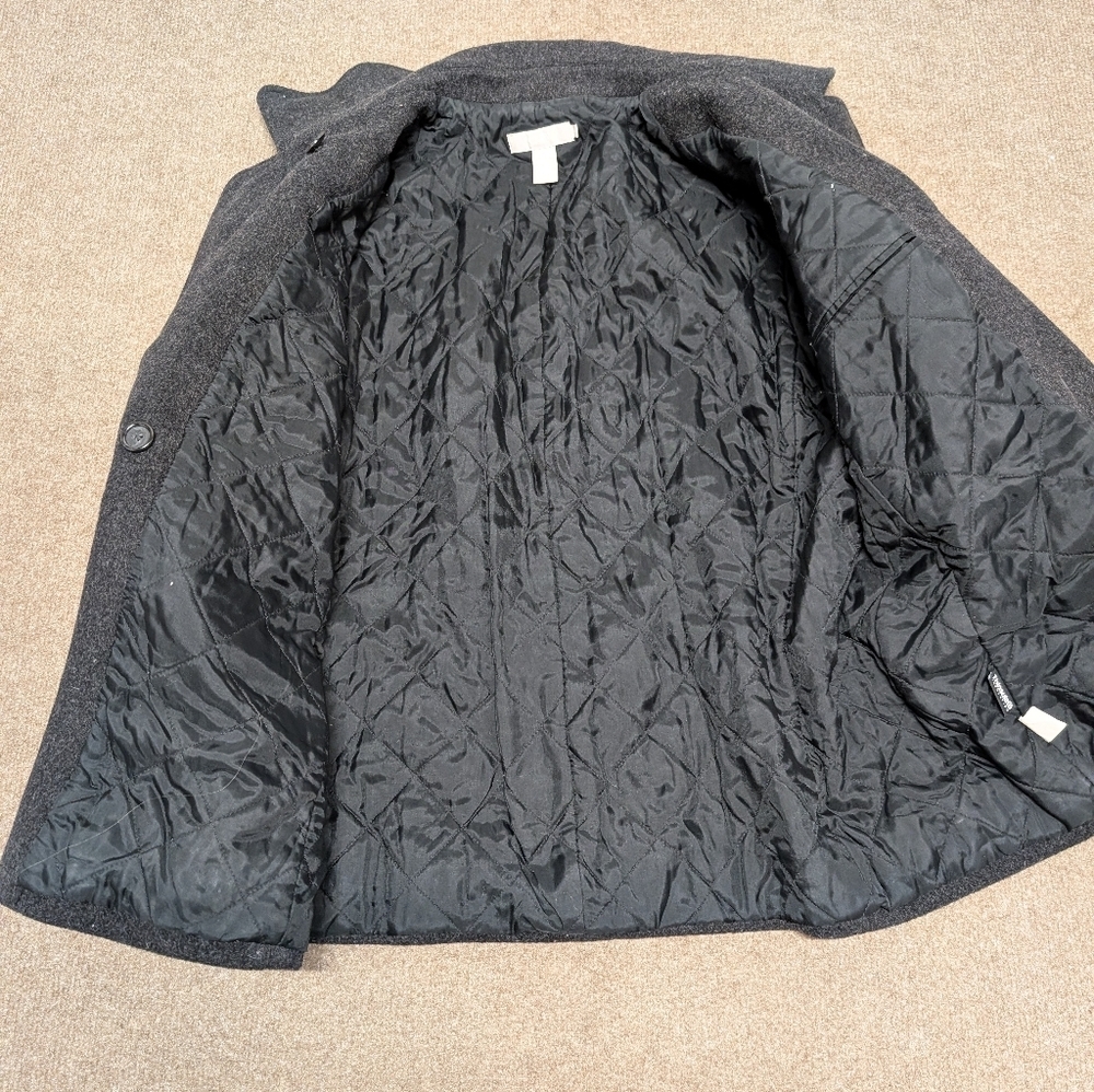J. CREW Black Double Breasted Pea Coat Wool Cashmere (Women's Large) - Picture 2 of 6
